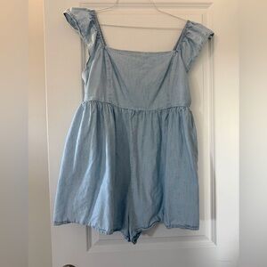 American Eagle Light Blue Denim Romper